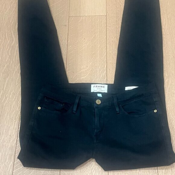 FRAME Le Skinny de Jeanne Mid Rise Zip Fly Stretch Dark Green Wash Size 29 - Picture 3 of 10